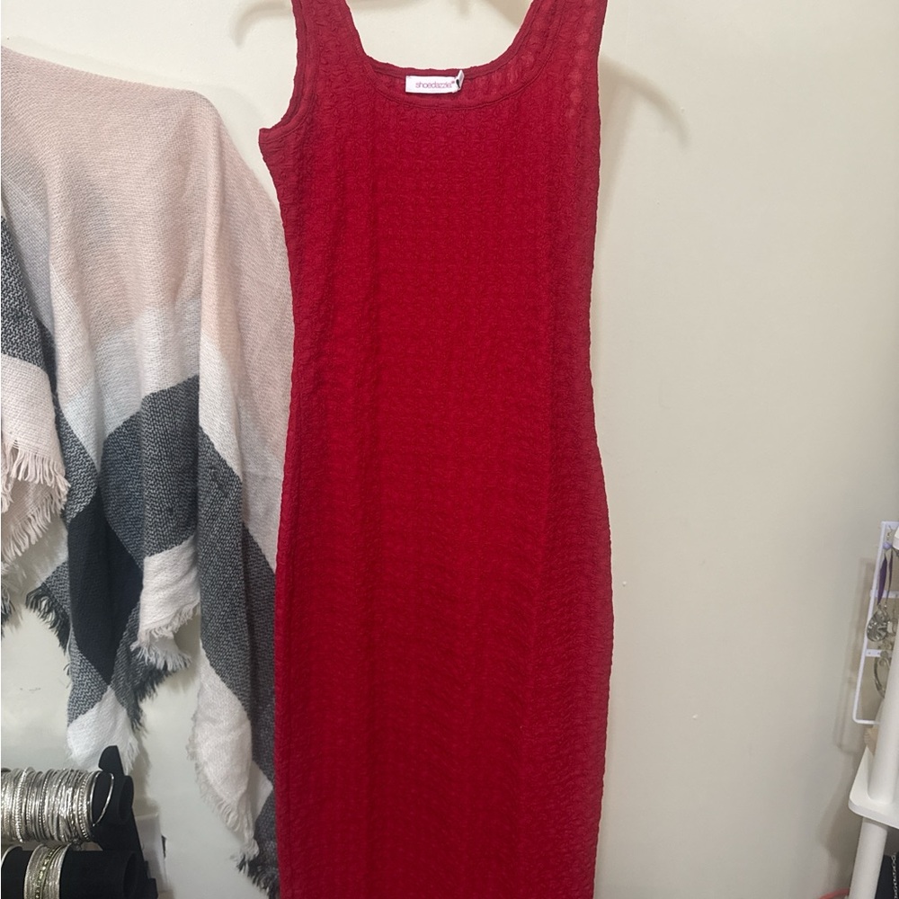 Shoe Dazzle Radiant Red Midi Dress